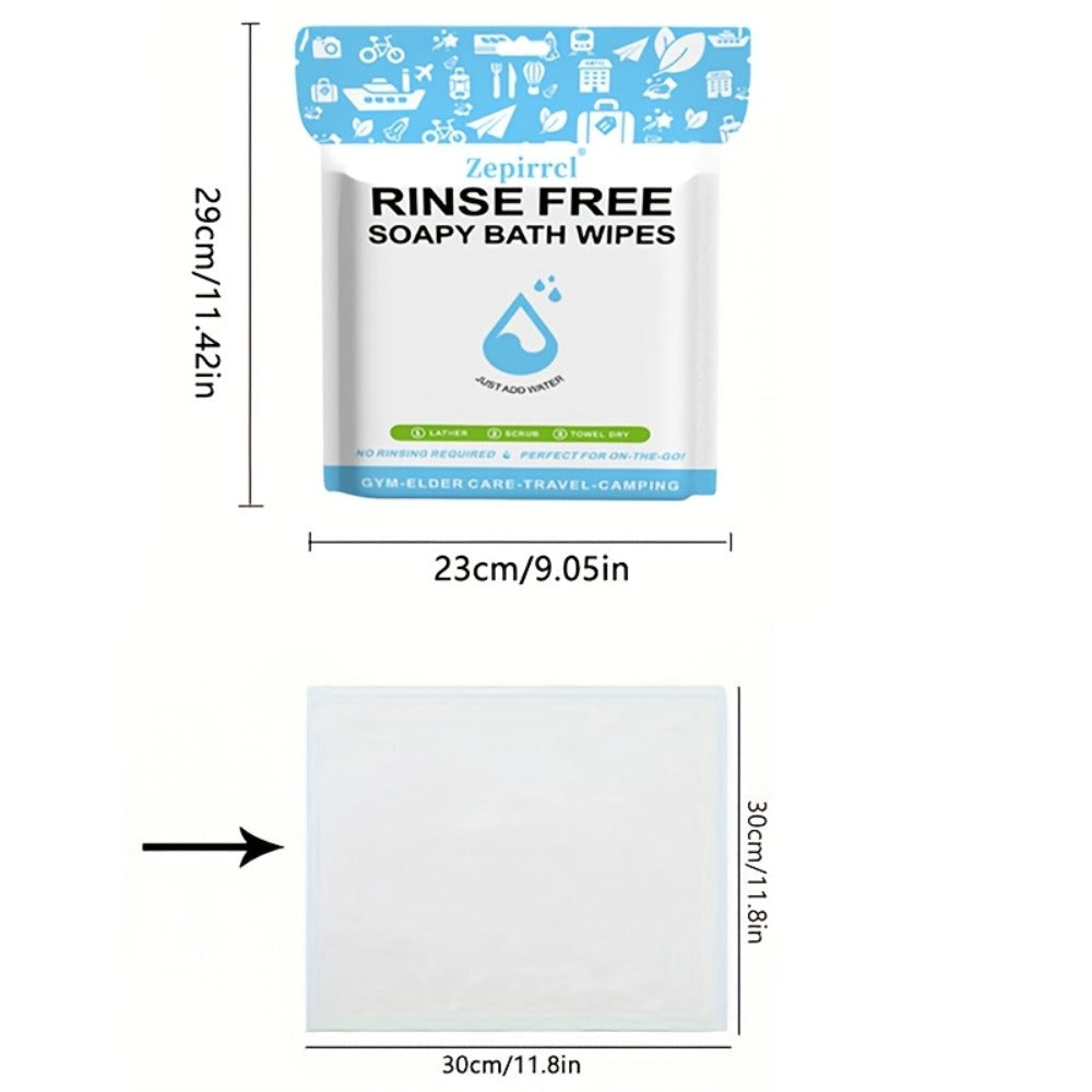 Disposable Bath Wipes No Rinse Body Wipes 11.81x11.81 Inch Large Shower Wipes for Travel for Entryways, Bedrooms and Living Spaces
