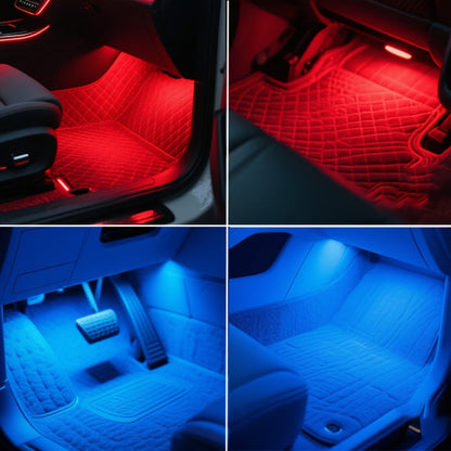 Four-Piece 5V USB RGB Car Footwell LED Light Kit for Under-Seat and Interior Accent Installation