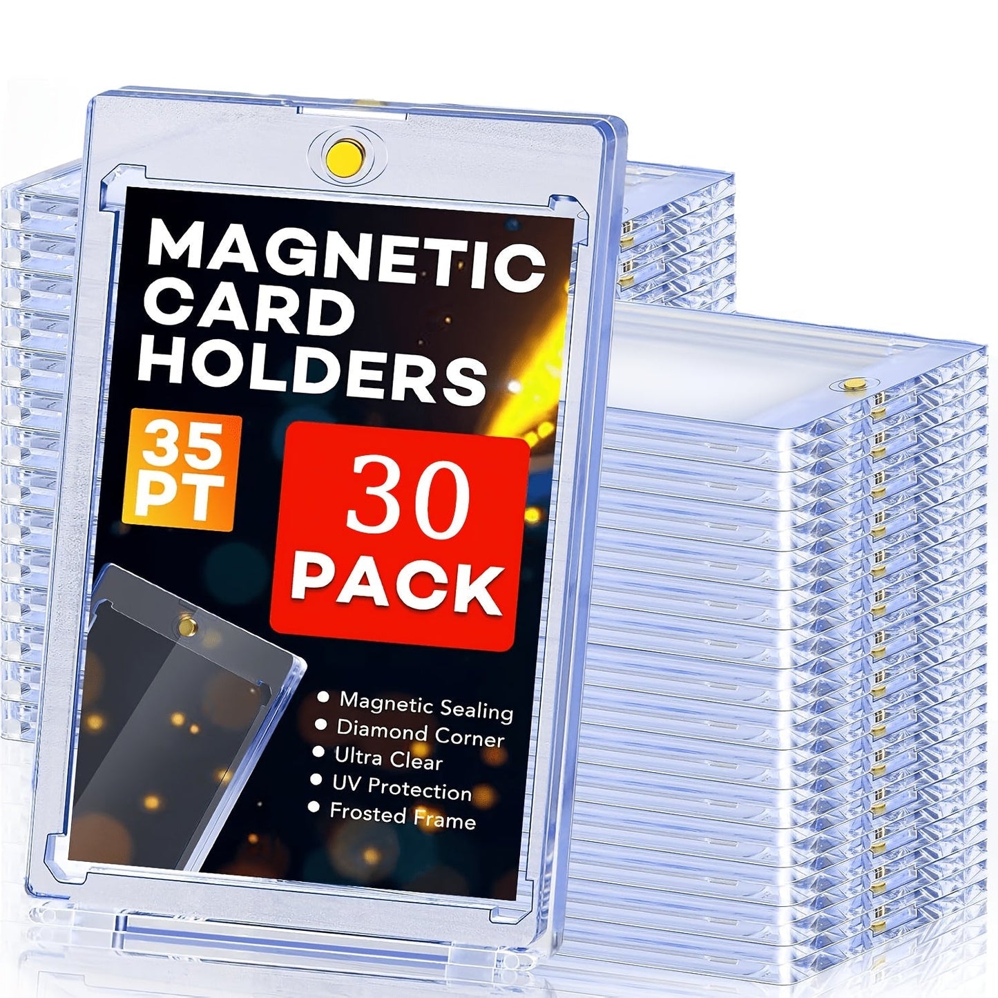 Magnetic Card Holders 35pt One-Touch Hard Case for Trading Cards – Sports Baseball Pokemon TCG Card Protector Sleeves Bulk Pack 5 30 60pcs