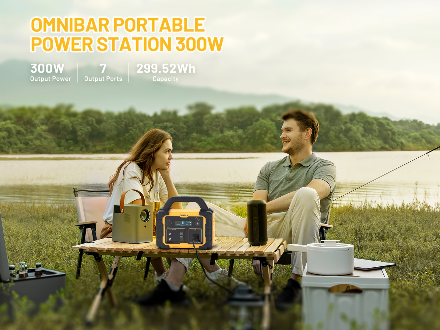 Portable Power Station 294Wh 300W with 600W Peak, Eight Outputs, AC, DC, USB-C and LED Light