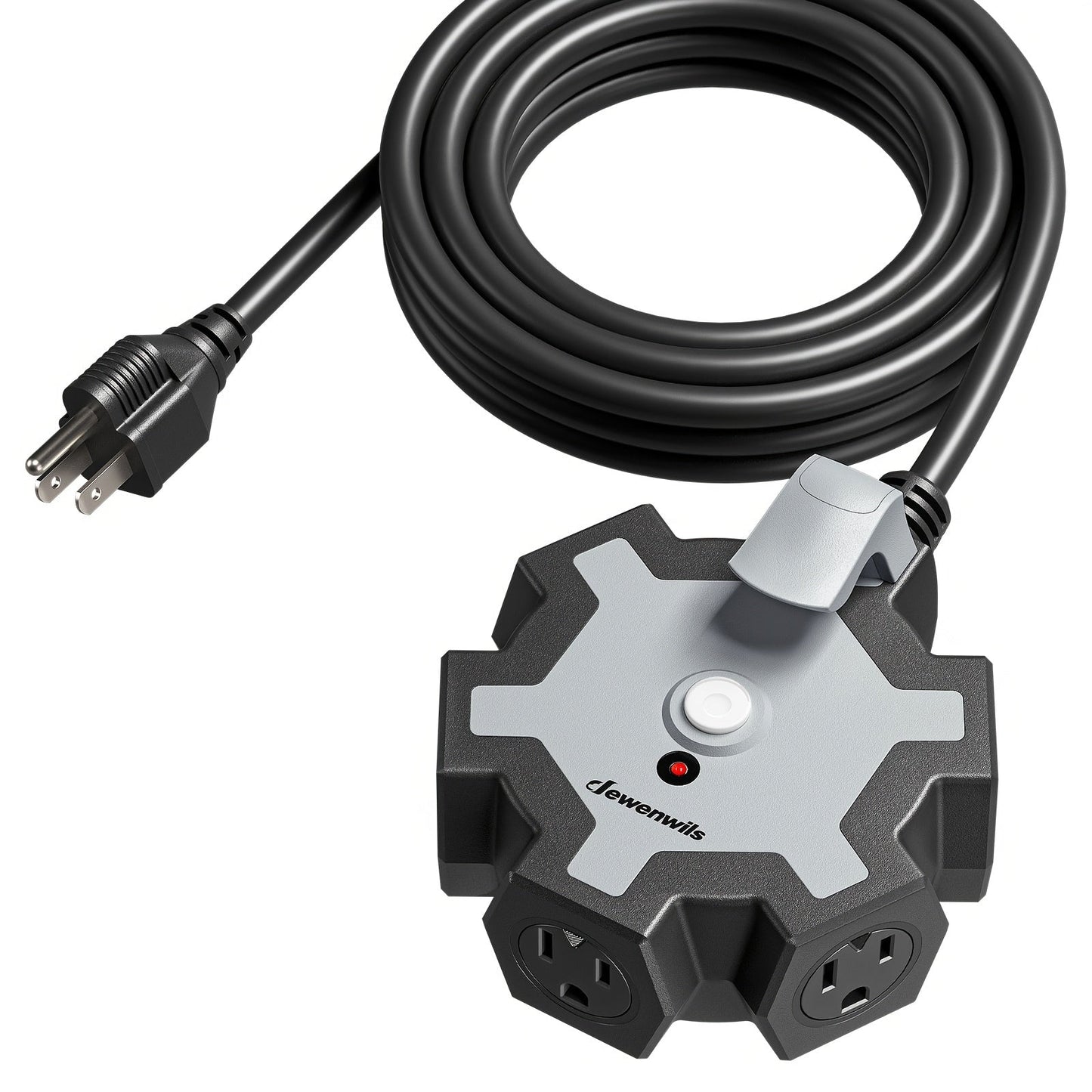 Power Strip 5-Outlet Workshop Hub with 15-Foot 14/3 AWG SJTW Cord, 15A Circuit Breaker and Swivel Covers