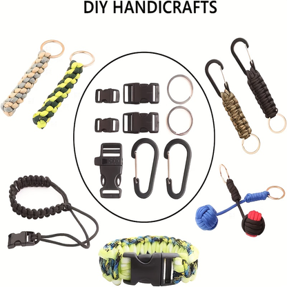 Paracord Bracelet Making Kit DIY Nylon Rope Craft Set with 5 Types of Buckles for Bracelets Keychains Lanyards Survival Gear Beginner