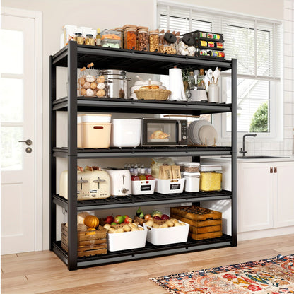 5 Tier Metal Shelving Unit Adjustable Up to for Garage Workshop Commercial Storage Rack No Bolt Easy Assembly Black