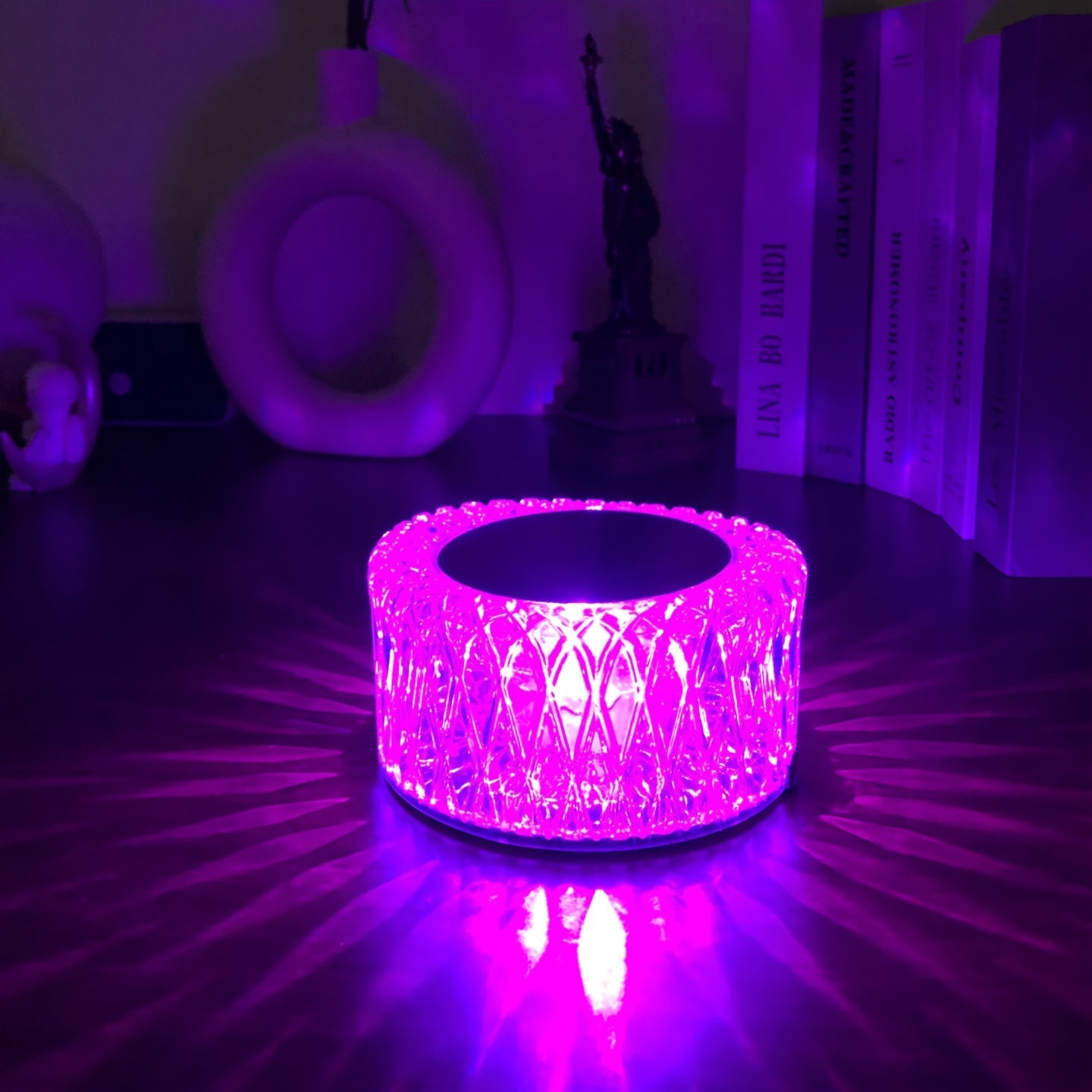 RGB LED Desk Lamp 16 Color Crystal Effect - Portable Battery Powered Night Light with Remote & Touch Control