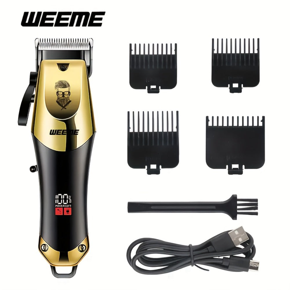 Zinc Alloy Men's Grooming Kit – USB Rechargeable Hair Clipper, Nose Trimmer, Electric Shaver & Detail Trimmer Set, 3500mAh Battery