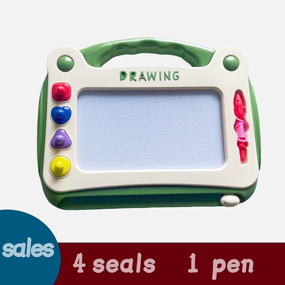 Kids Drawing Board Toy 3-in-1 with Stamps Brush Stand – Magnetic Doodle Art Set for Toddlers Boys Girls Ages 3+ Birthday Easter Christmas