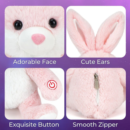 Plush Toy Light-Up Bunny in 8-Inch or 12-Inch Sizes with Pink Ears and Colorful LED Glow for Character Display, Room Decor and Gift