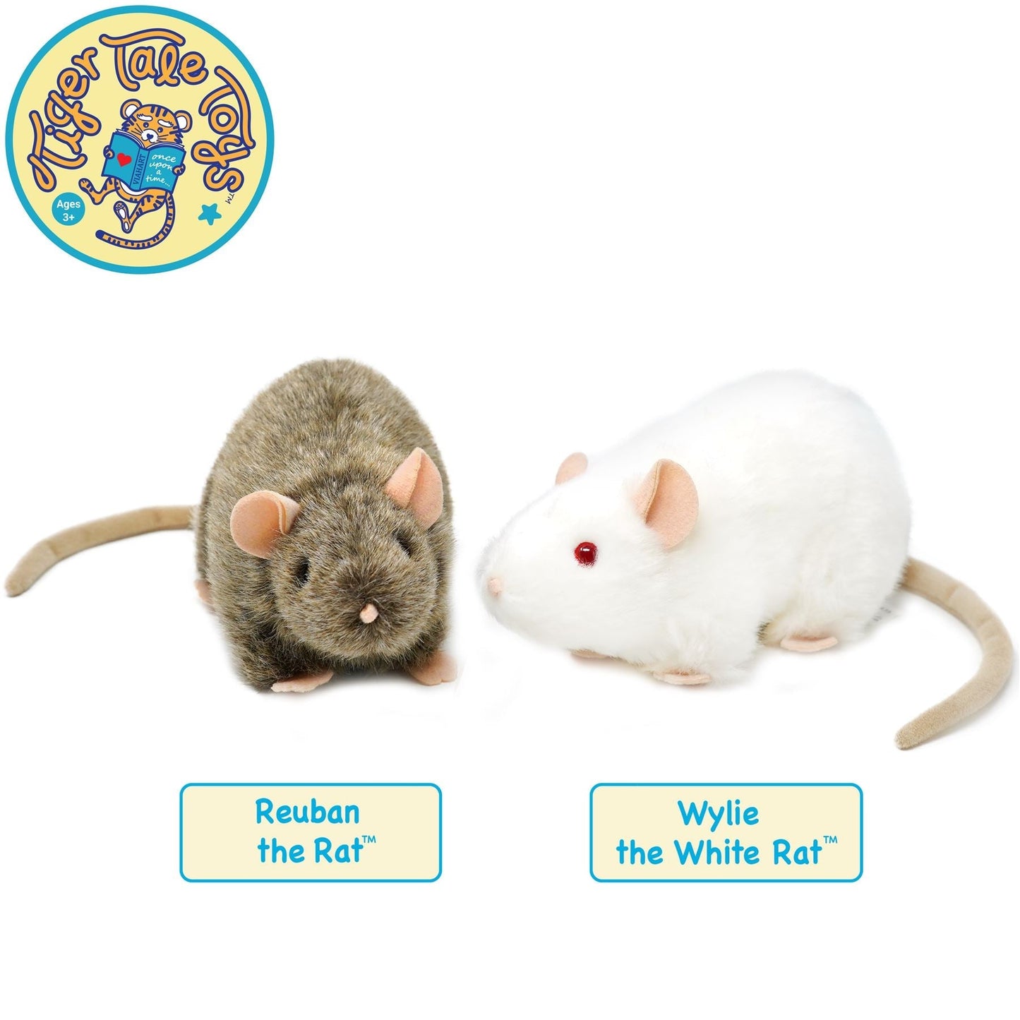 Plush Toy Wylie Realistic White Rat 7-Inch Stuffed Animal with Character Story for Character Display, Room Decor and Gift Presentation