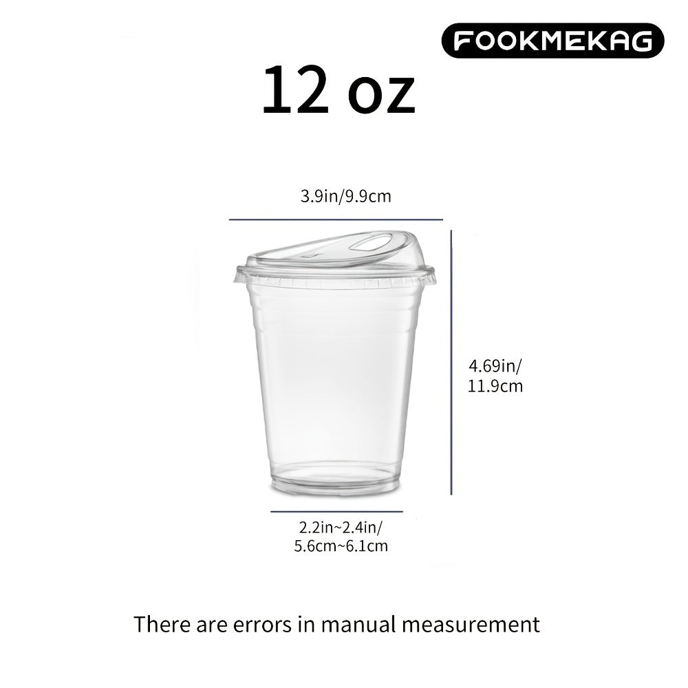 Disposable Clear PET Cups with Lids 50 Sets, Transparent Plastic Cups for Coffee Smoothies Cold Drinks Parties Picnics Travel