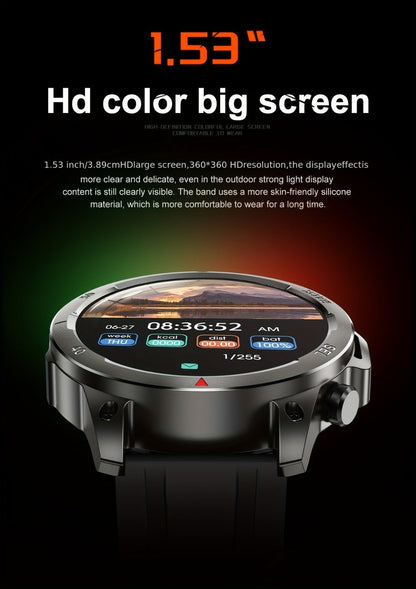 Smartwatch GPS NFC for Men – AI Voice Calling, 360×360 HD Screen, Built-in Compass, Motion Trajectory, Heart Rate Sleep Fitness