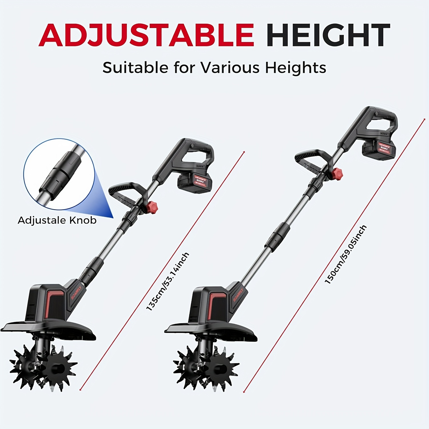 Cordless Electric Cultivator 360RPM - Wireless Electric Tiller & Soil Loosening Machine with 2×4.0Ah for Garden, Patio and Yard Use
