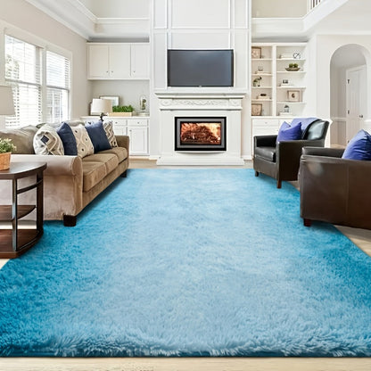 Gradient Color Soft Area Rug – Washable Anti-Slip Shaggy Fluffy Carpet for Living Room & Bedroom | Modern Machine-Made Floor Mat