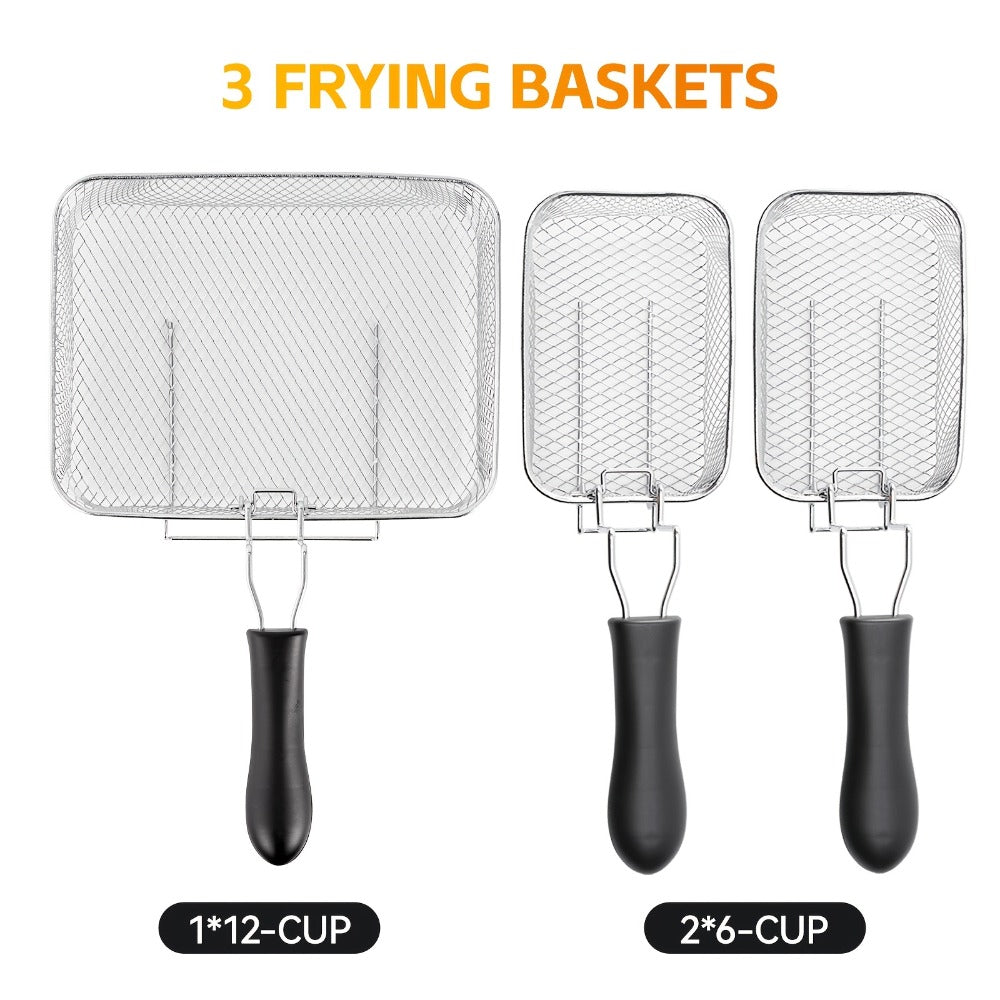 Electric Deep Fryer 1700W, Large Deep Fryer with Adjustable Time & Temperature Control, Stainless Steel Frying Basket