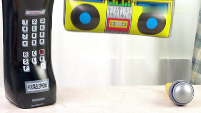 Inflatable Party Props 3 Pcs Blow Up Boombox Microphone & Retro Phone – 80s Hip Hop Theme Birthday Decorations for Graduation