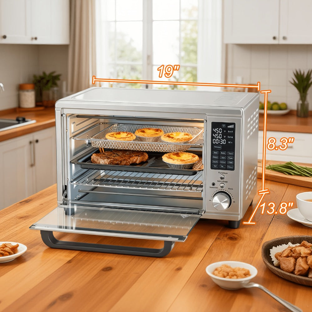 Air Fryer Toaster Oven Combo 29.6QT XL with Smart Probe, 12-in-1 Digital Countertop Oven, Stainless Steel