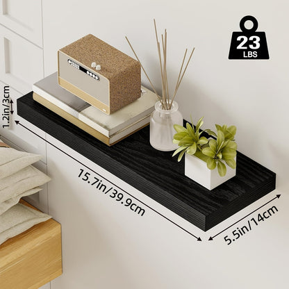 Floating Wall Shelf Set with Concealed-Style Brackets, Multiple Finishes and 4- or 6-Piece Options