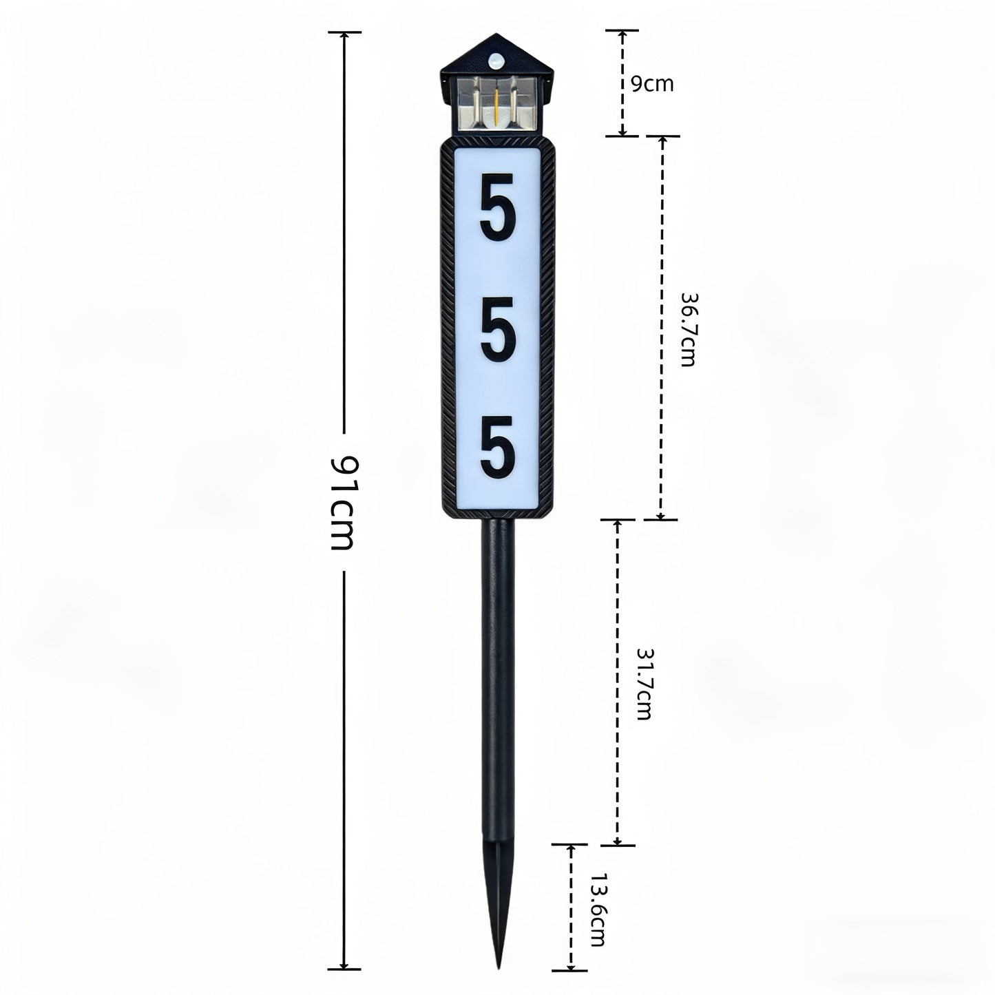 Solar House Number Light Outdoor, LED Address Sign Wall Lamp with Light Sensor, 3 Lighting Modes