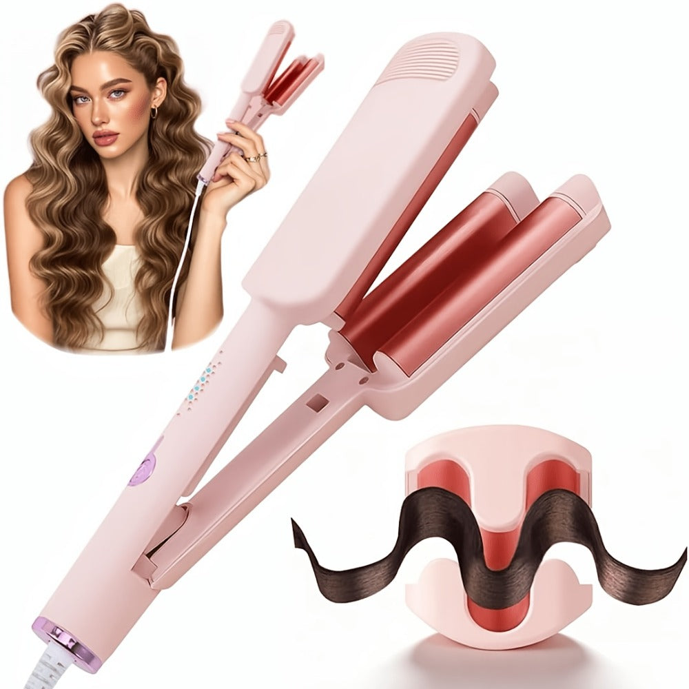 Hair Curling Iron 1.25 Inch - Beach Wave Curling Wand with Dual Voltage, Deep Wave Barrel, Anti-Frizz Ceramic Coating