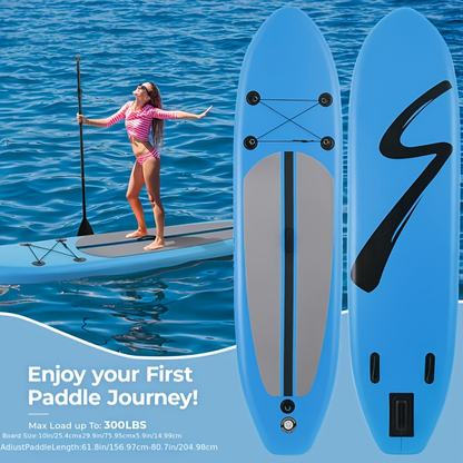 Stand Up Paddle Board 10ft 350lbs Inflatable SUP 3 Fins EVA Non-Slip Deck 12-15PSI Alloy Paddle Hand Pump Repair Kit Carrying Bag