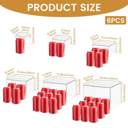 Acrylic Buffet Risers 6pcs Display Stand Set 8 Sizes 3"-10", Cube Box Riser Shelf for Party Catering Dessert Table