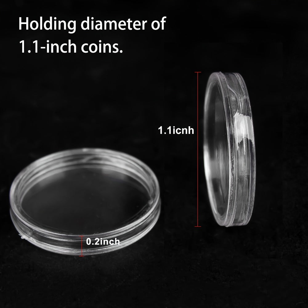 Clear Coin Capsules 300PCS with Adjustable EVA Foam Gaskets, Plastic Round Coin Holders for Collectors