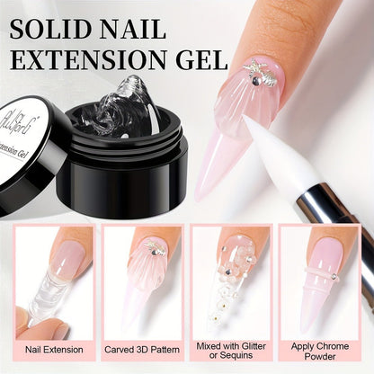 Builder Gel Nail Extension Starter Kit 5pcs Clear Nude Solid – Hard Gel Sculpting Set with Flower Molds & Sculpting Brush for 3D Floral Nail