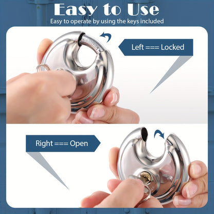 Padlocks with Same Key - 10pcs Stainless Steel Disc Lock Set, Keyed Alike Discus Pad Lock 2-3/4 Inch Wide 3/8 Inch Shackle