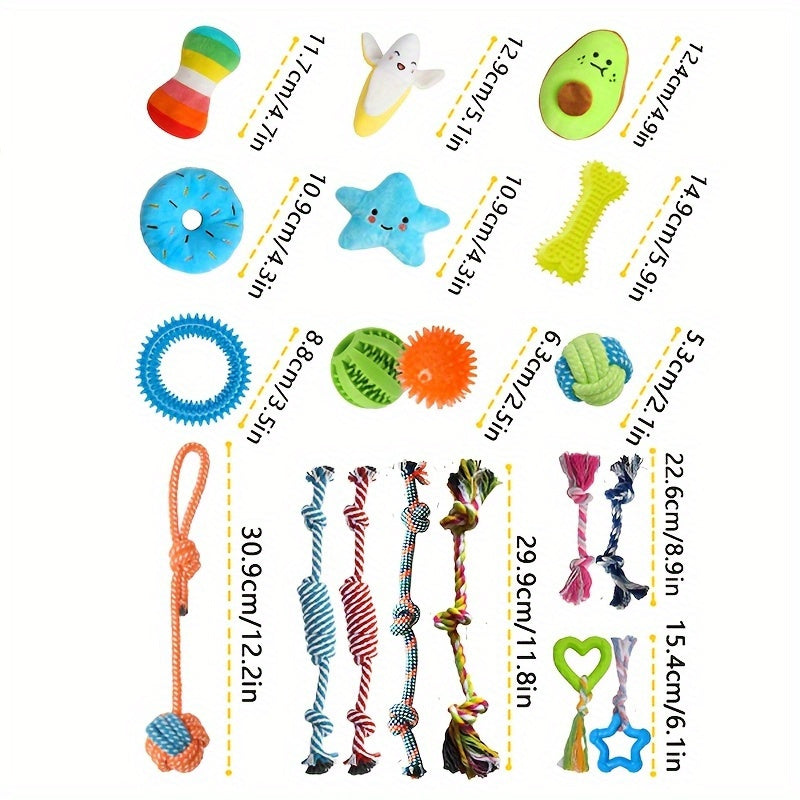 Puppy Toys 25 Pack Chew Toy Set for Small Dogs – Rope Toys, Squeaky Plush, Rubber Chew, Treat Ball & Poop Bag Rolls Included