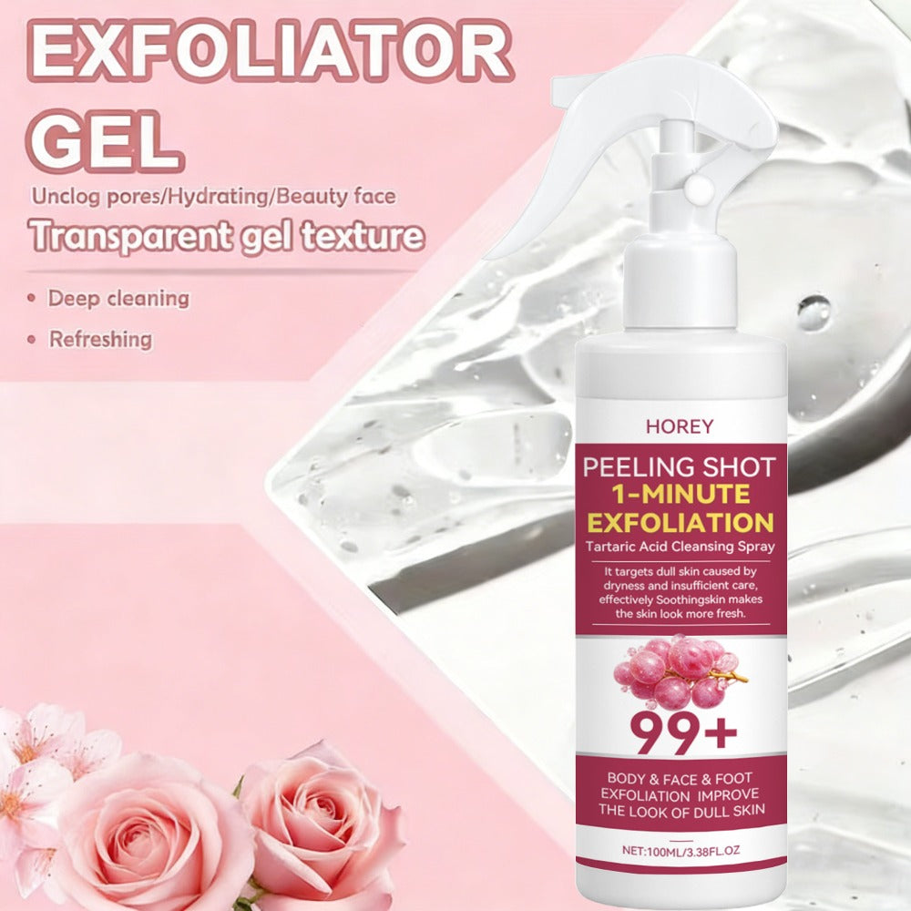 Grape & Malic Acid Exfoliating Gel for Face & Body, AHA Deep Cleansing Scrub, Removes Dead Skin Cells