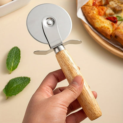 Pizza Wheel Cutter Stainless Steel with Wooden Handle Sharp Pizza Slicer Easy Grip Durable Roller for Pizza Biscuits Noodles Pastry Kitchen