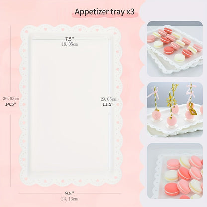 Tiered Cupcake Stand Set 10pcs – 3 Double Layer & 3 Triple Layer Dessert Stands + 4 Appetizer Trays for Birthday Wedding Party