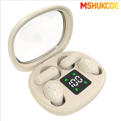 Wireless Earbuds MSHUKCOE 2-in-1 Mini Sleep Style with Touch Controls and Black, Khaki or Purple Choices