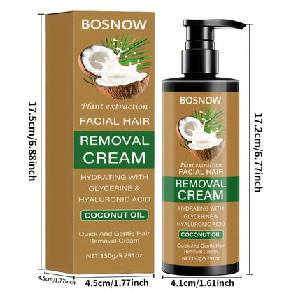 Hair Removal Cream BOSNOW 150g Coconut Oil Pump Bottle with Carton for External Body Grooming