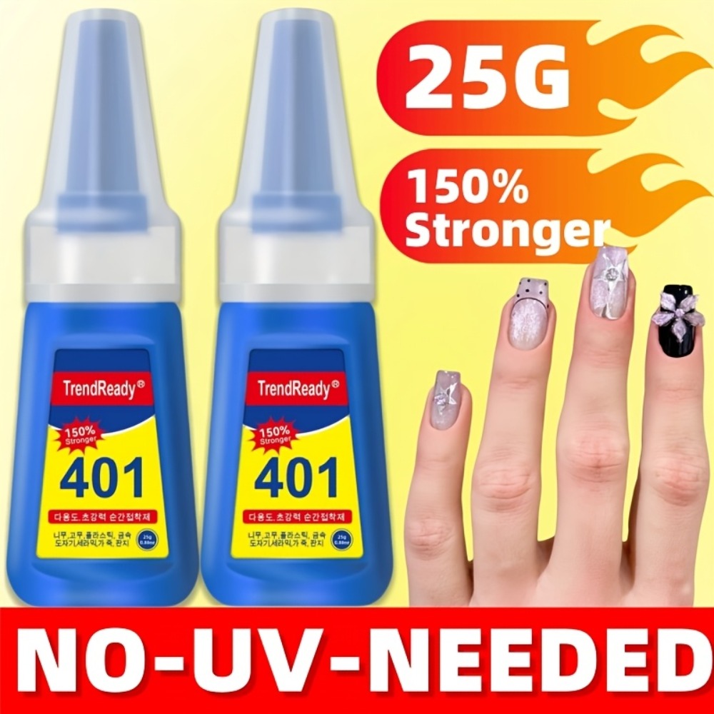 Nail Glue 2 Pack 25g Each Super Strong Waterproof Extra Hold – Fast Drying No Lamp Needed Long Lasting Press On Nail Adhesive for Fake Nails