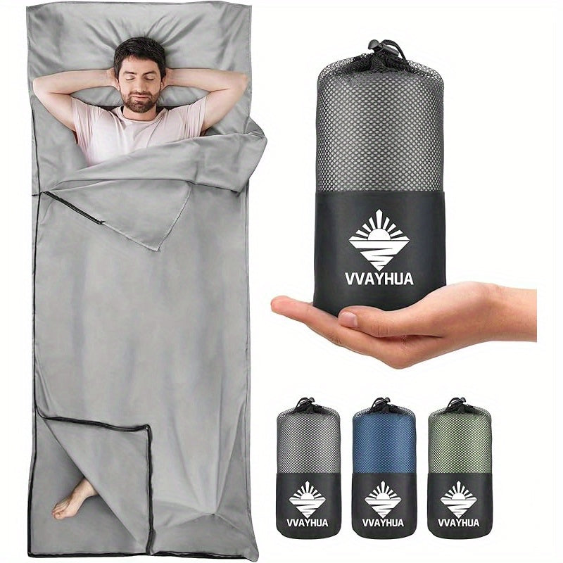 Sleeping Bag Liner for Adults – Two-Way Zipper Sleep Sack with Foot Exposure, Lightweight Portable Travel Sheet for Camping, Hiking