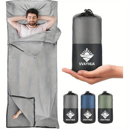 Sleeping Bag Liner for Adults – Two-Way Zipper Sleep Sack with Foot Exposure, Lightweight Portable Travel Sheet for Camping, Hiking
