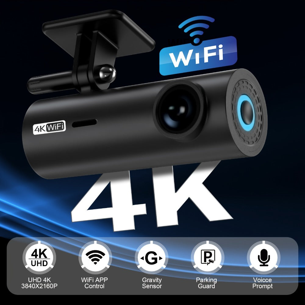 LF10 Dash Camera with 4K Label, WiFi App Control, Voice Prompt and Card Support Marking up to 256GB