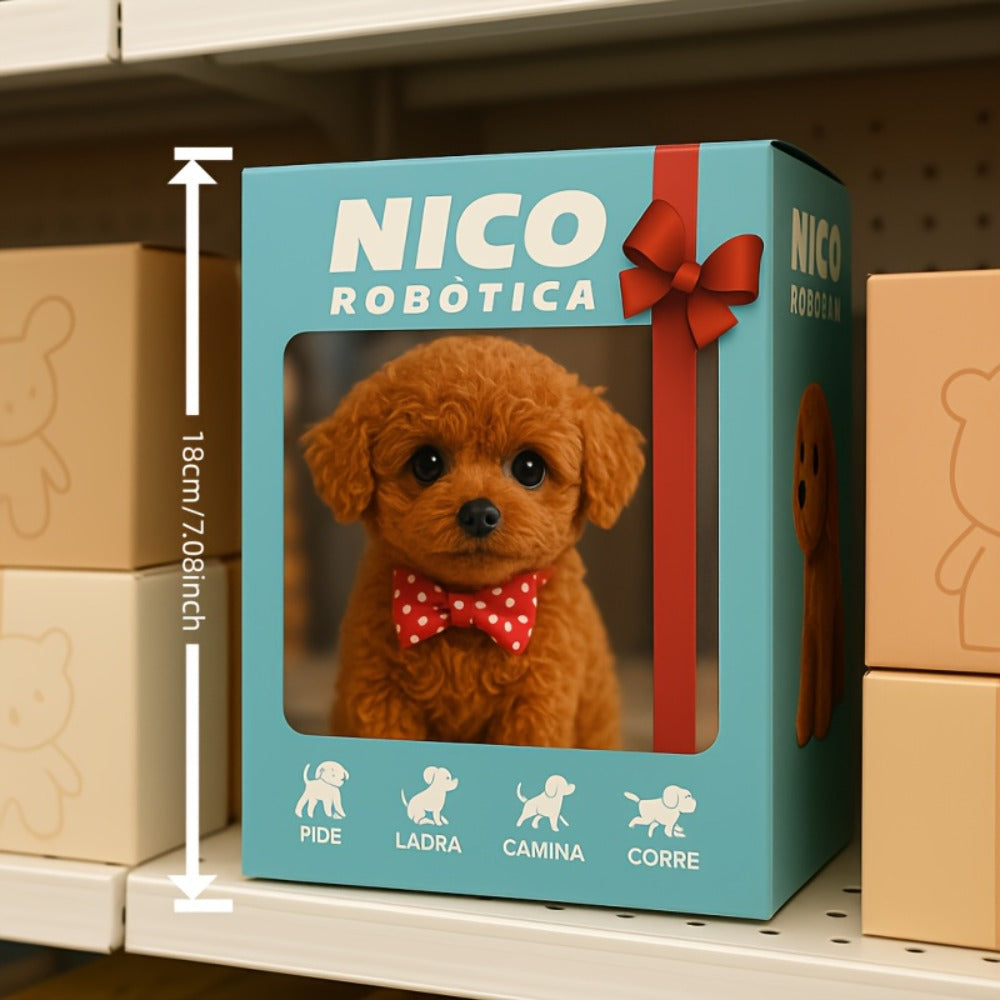 Electronic Plush Puppy Toy Walks Barks Wags Tail, Realistic Robotic Teddy Poodle Dog Stuffed Animal with Gift Box for Kids Toddlers
