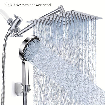 High Pressure Rainfall Handheld Shower Head Combo, 11-Inch Extension Arm, 9 Settings, 180° Adjustable, Anti-Leak with Holder