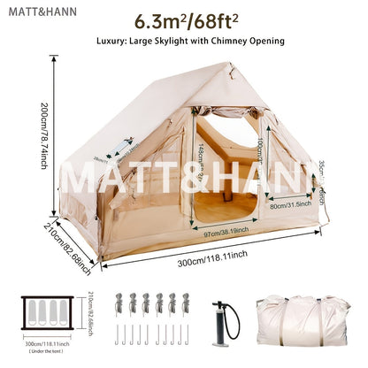 Inflatable Camping Tent 4-8 Person Air Cabin Glamping UV Protection for Garden, Patio and Yard Use