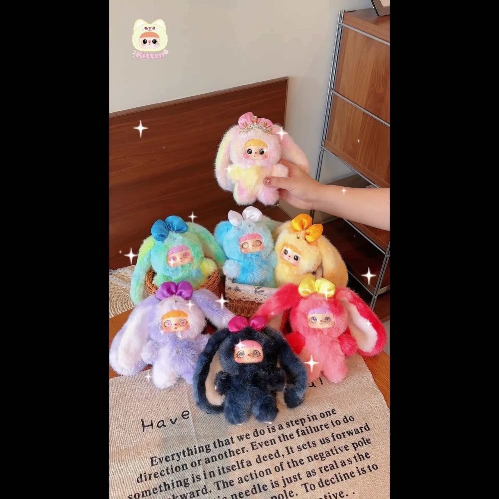 Plush Toy Kawaii Rabbit with Detachable Face Panel and Assorted Character Styling for Display