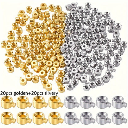 Bead Caps - Bulk 40pcs Silver Gold Flower for Jewelry Making Bracelets Necklaces - product detail view 8