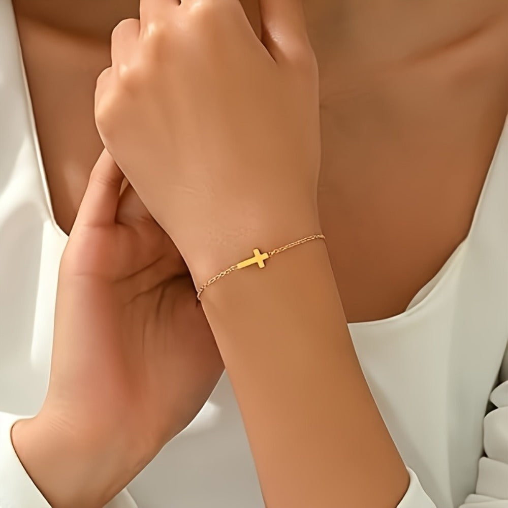 Beaded Bracelet - Gold Pearl Bead Chain for Women Adjustable Stainless Steel Cuban Twisted - product detail view 9