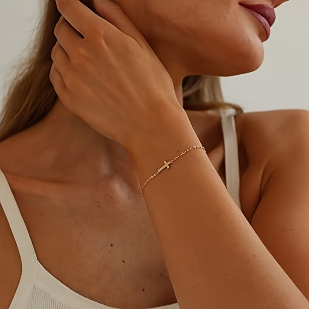 Beaded Bracelet - Gold Pearl Bead Chain for Women Adjustable Stainless Steel Cuban Twisted - product detail view 14