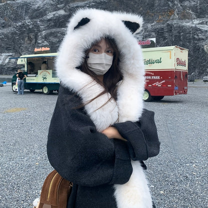 Beanie Hat - Cat Ear with Integrated Scarf Soft Warm Winter Faux Cat Ears for Women Men - product detail view 5