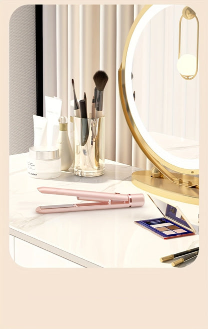Wireless Hair Straightener and Curling Iron 2-in-1 Ceramic Cordless Hair Styler USB-C for Home, Travel and Salon Hair Styling