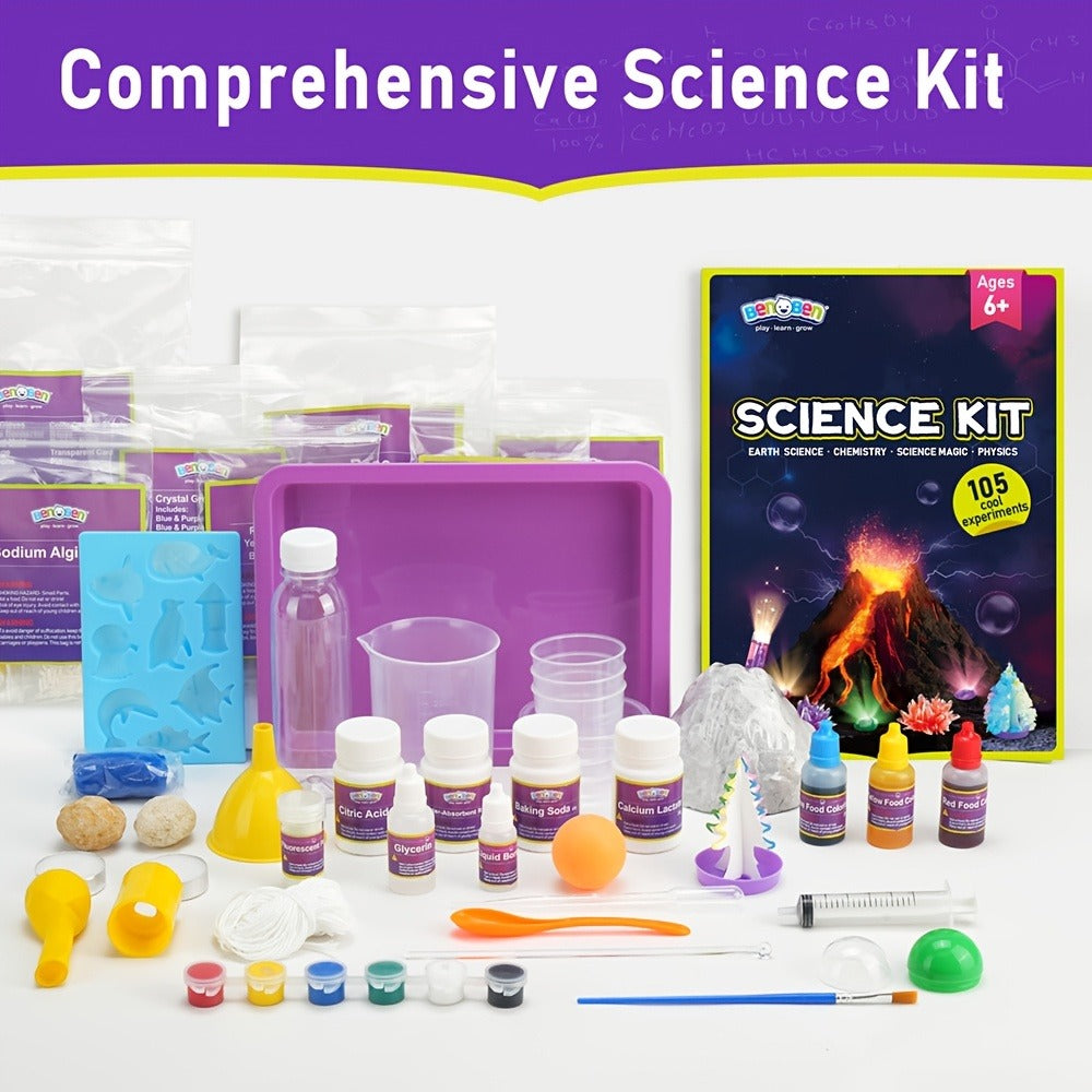 STEM Science Kit for Kids Ages 6-12, 60 80 105 Lab Experiments, Chemistry Set with Crystal Growing & Chemical Reactions