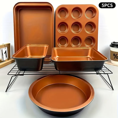 Copper or Black Bakeware Set in 5-, 6- or 10-Piece Options with Cake, Muffin and Loaf Pans