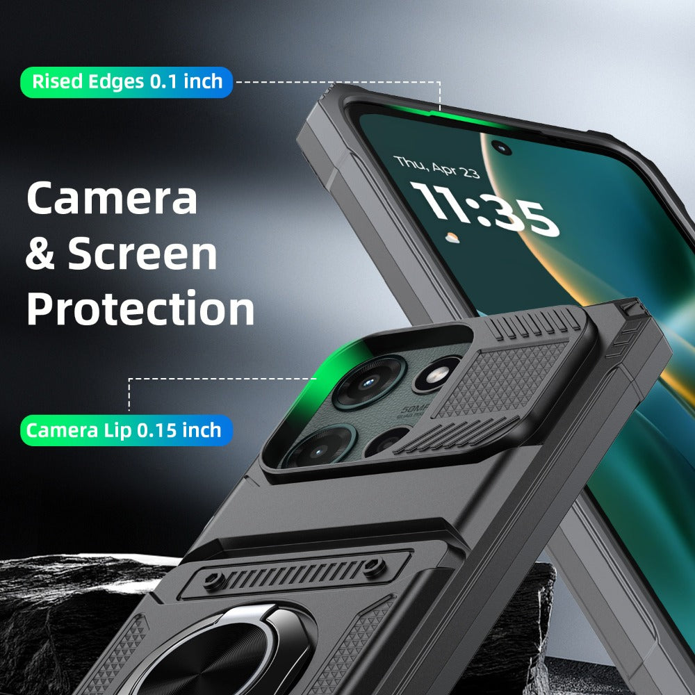 Wallet Moto G 5G 2025 2024 Case Card Holder 360° Ring Stand Dual Layer with the Listed Color, Size or Set Options for Everyday Carry