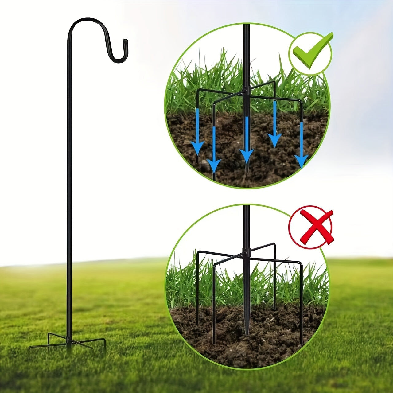 Shepherd's Hook | Heavy Duty Garden Pole Bird Feeder Plant Lantern